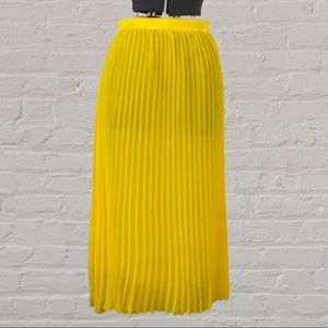 Disney Princess Yellow Tiny Accordion Pleated Straight Elastic Waist Midi Skirt